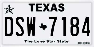 TX license plate DSW7184
