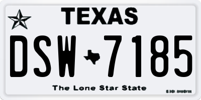 TX license plate DSW7185