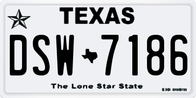TX license plate DSW7186