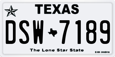 TX license plate DSW7189