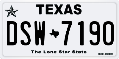 TX license plate DSW7190