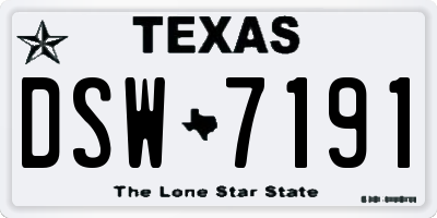 TX license plate DSW7191