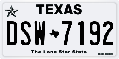 TX license plate DSW7192