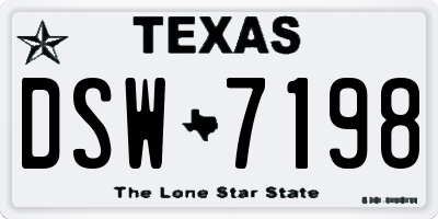TX license plate DSW7198