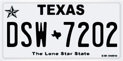 TX license plate DSW7202