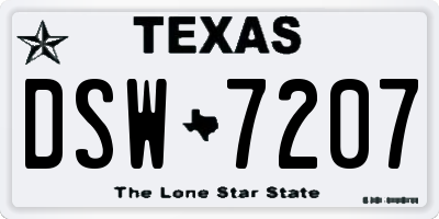 TX license plate DSW7207