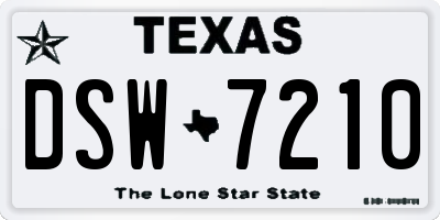 TX license plate DSW7210