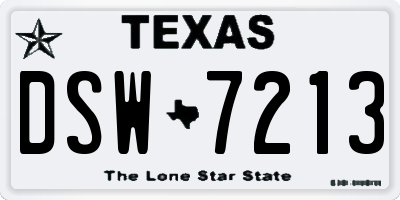 TX license plate DSW7213