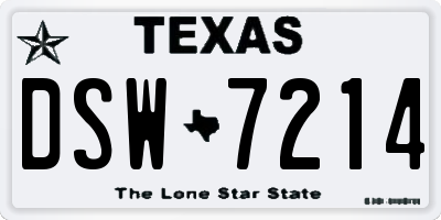 TX license plate DSW7214