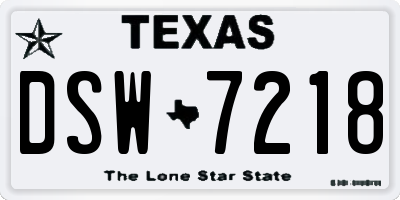 TX license plate DSW7218