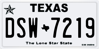 TX license plate DSW7219