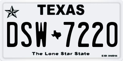TX license plate DSW7220