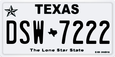 TX license plate DSW7222