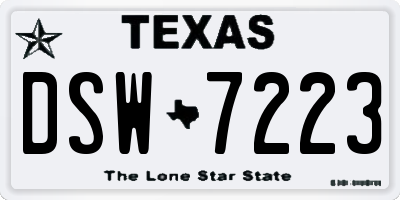 TX license plate DSW7223