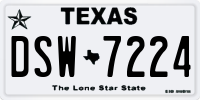 TX license plate DSW7224