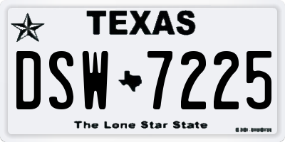 TX license plate DSW7225