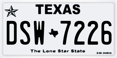 TX license plate DSW7226