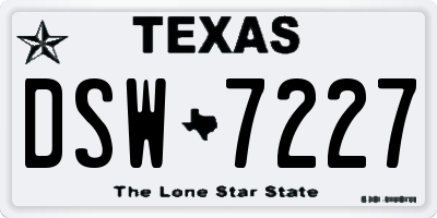 TX license plate DSW7227