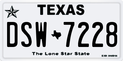 TX license plate DSW7228