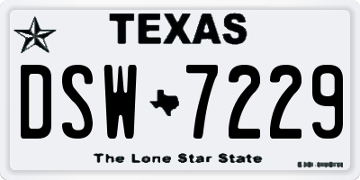 TX license plate DSW7229