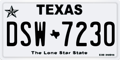 TX license plate DSW7230