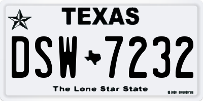 TX license plate DSW7232