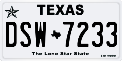 TX license plate DSW7233