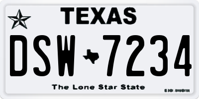 TX license plate DSW7234