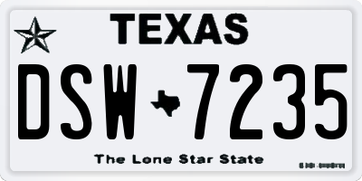 TX license plate DSW7235