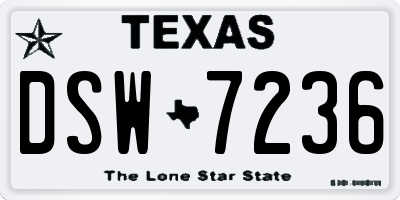 TX license plate DSW7236