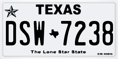 TX license plate DSW7238