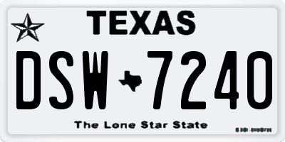 TX license plate DSW7240