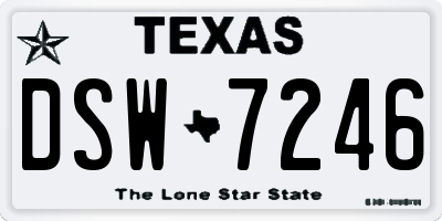 TX license plate DSW7246