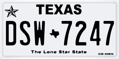 TX license plate DSW7247