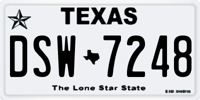 TX license plate DSW7248