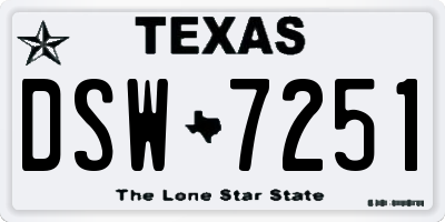 TX license plate DSW7251