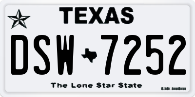 TX license plate DSW7252