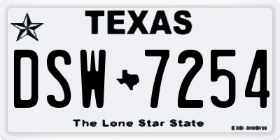 TX license plate DSW7254