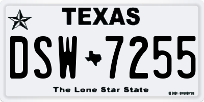 TX license plate DSW7255
