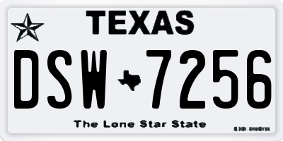 TX license plate DSW7256