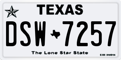 TX license plate DSW7257