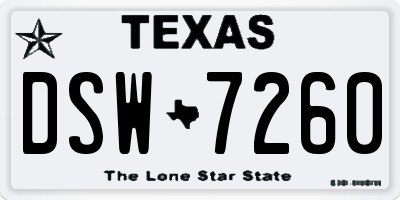 TX license plate DSW7260