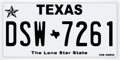 TX license plate DSW7261