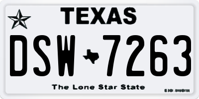 TX license plate DSW7263