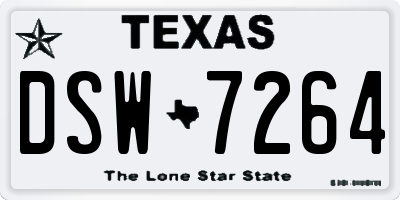 TX license plate DSW7264