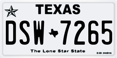 TX license plate DSW7265