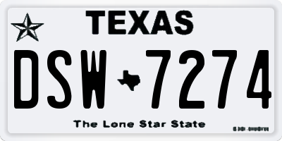 TX license plate DSW7274