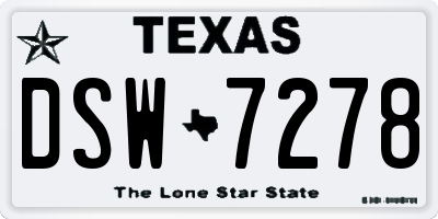 TX license plate DSW7278