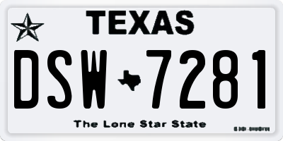TX license plate DSW7281