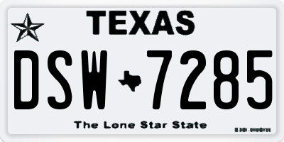 TX license plate DSW7285